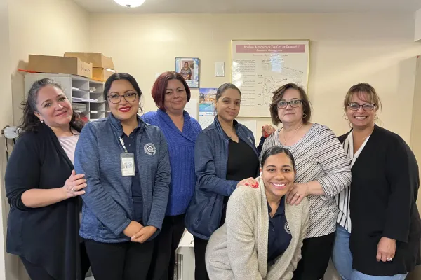Local 1303-402 Danbury Housing Authority workers (L-R): Kathiria Alba, President; Smirna Sha, Alice Palanzo, Esther Reyes, Pia Cole, Maria DeSousa, Merari Matos.