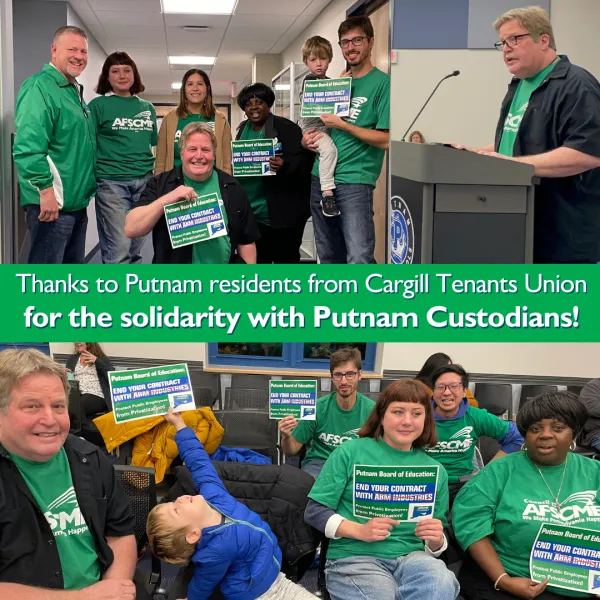 Cargill Tenants Union solidarity with Putnam Custodians